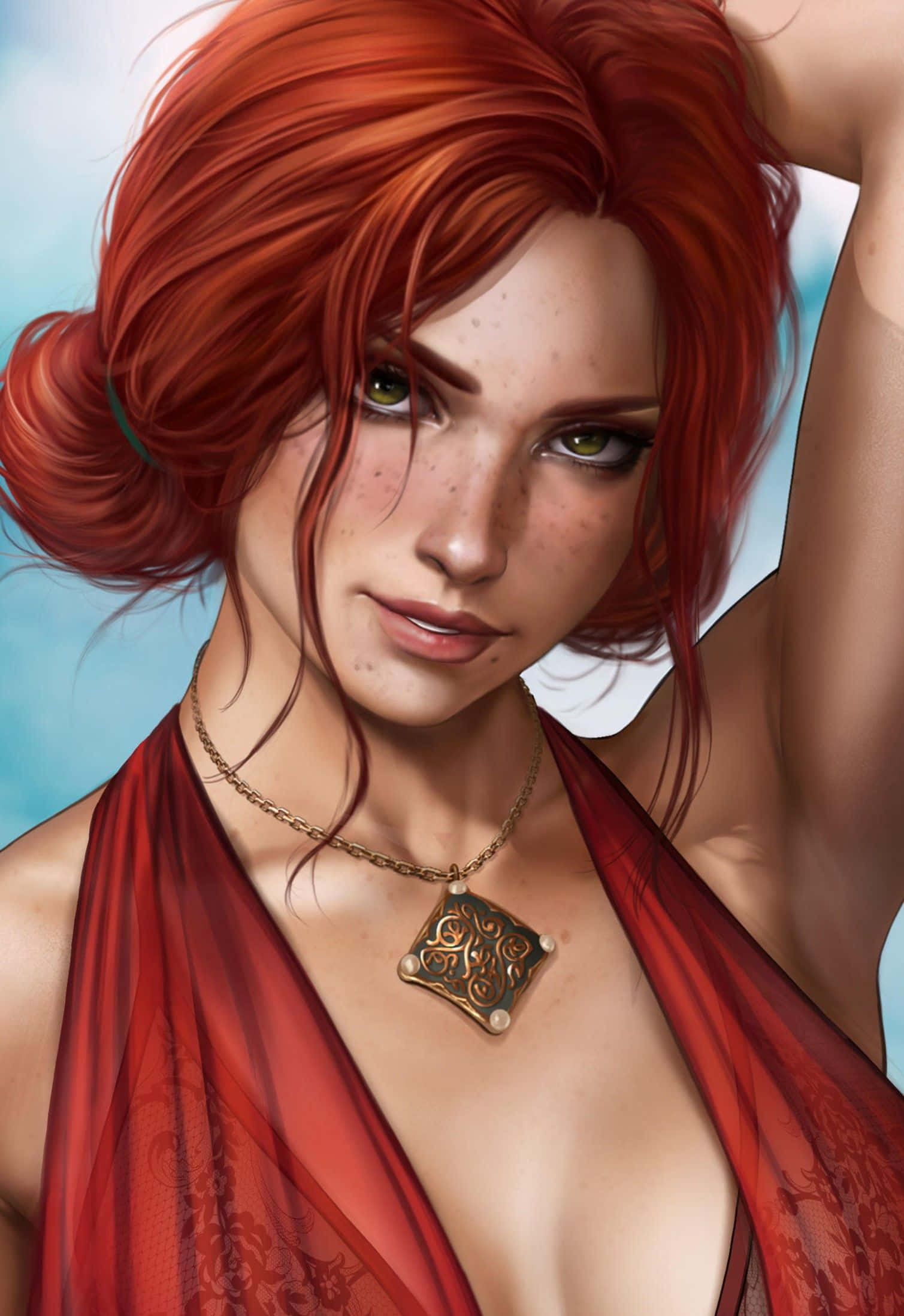 Enchanting Triss Merigold In A Lush Forest Setting Wallpaper
