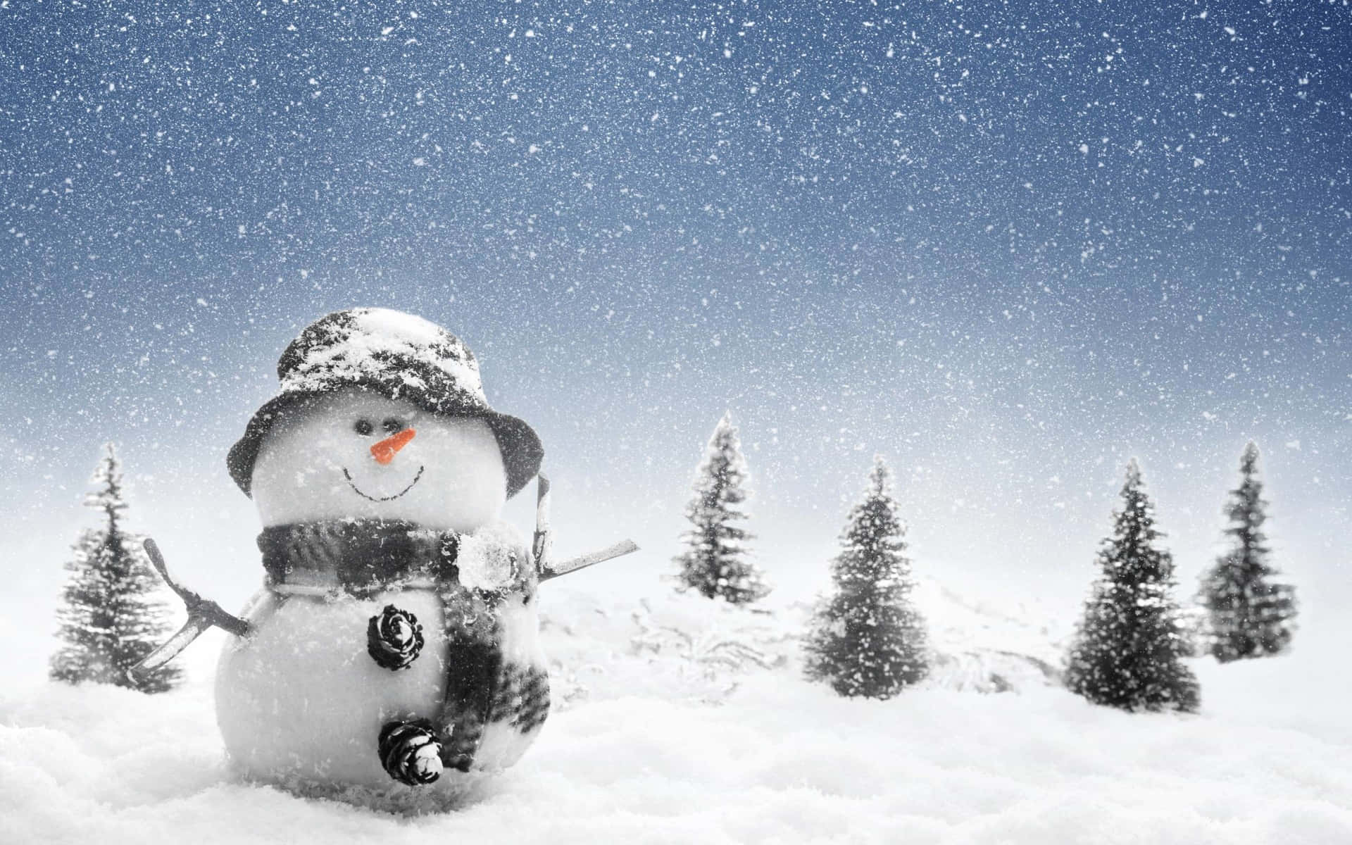 "enchanting Winter Wonderland: An Elegant Snowman Amidst The Untouched Snow."