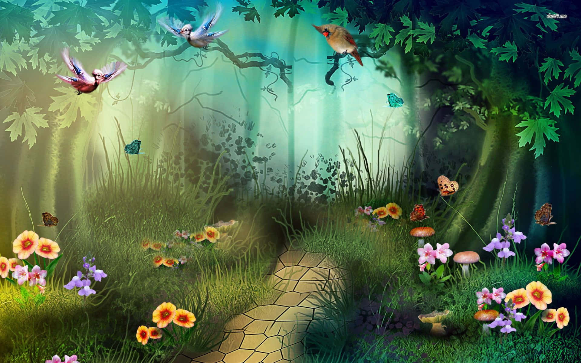 Magical Enchanted Forest Scene Wallpaper