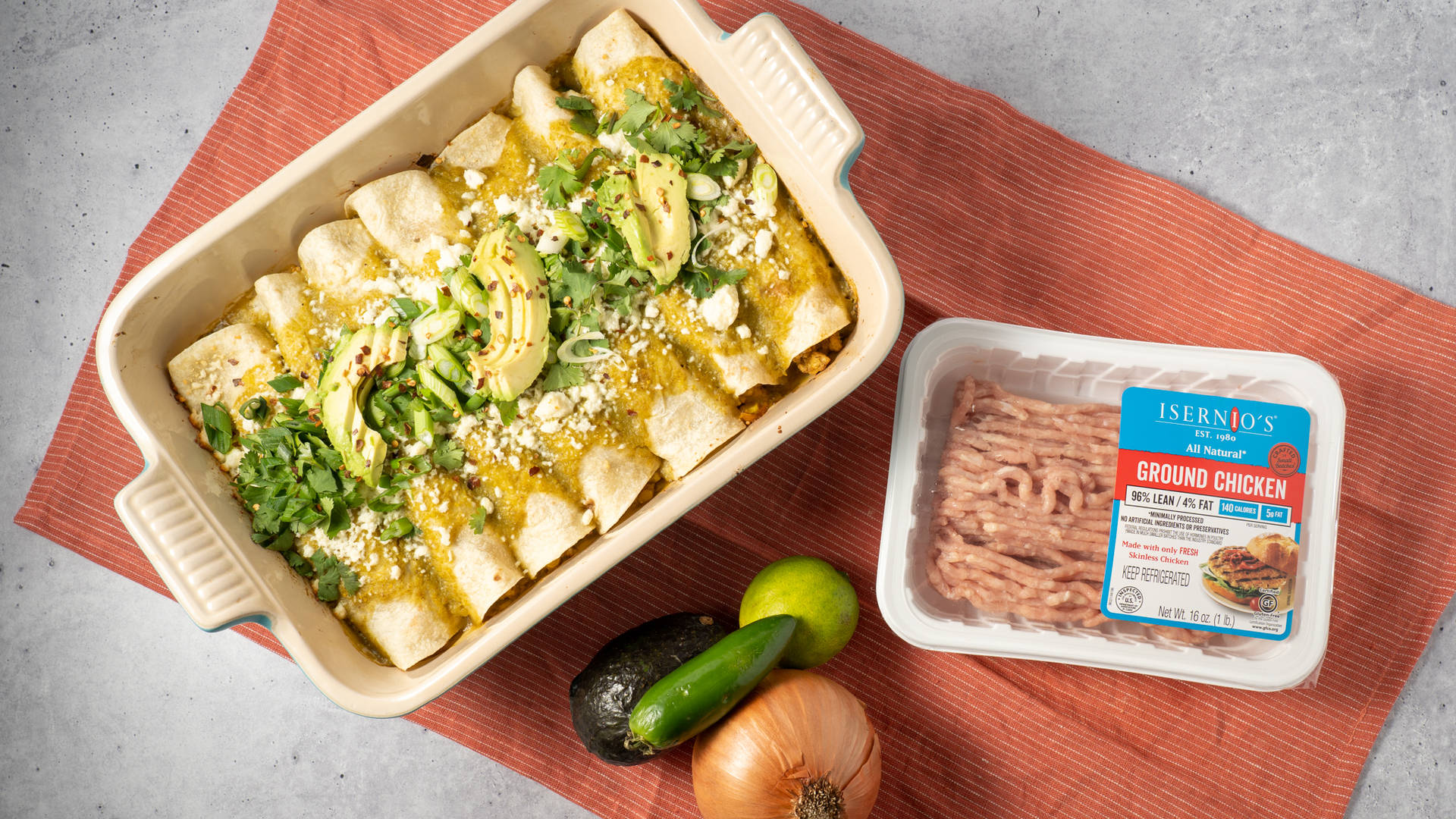 Enchiladas Tray With Ingredients On Cloth Wallpaper