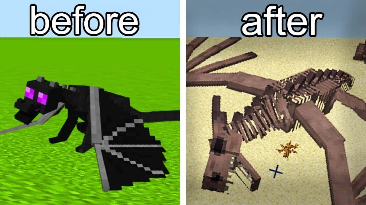 "A fierce battle with the Ender Dragon in Minecraft"