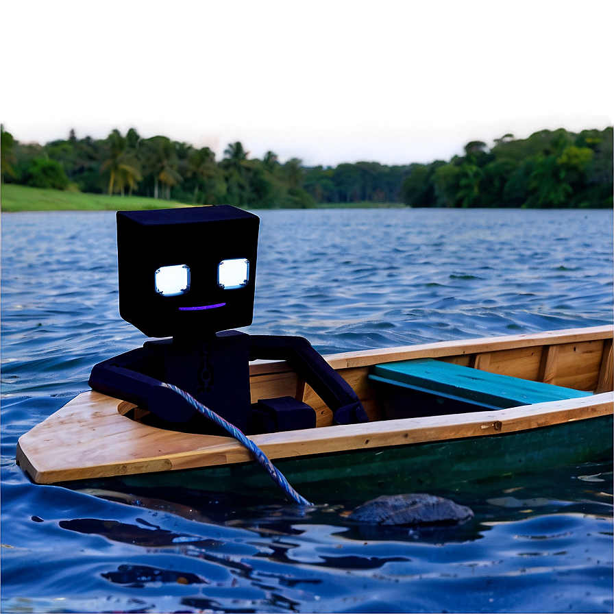 Enderman In Boat Sailing Png Jys PNG