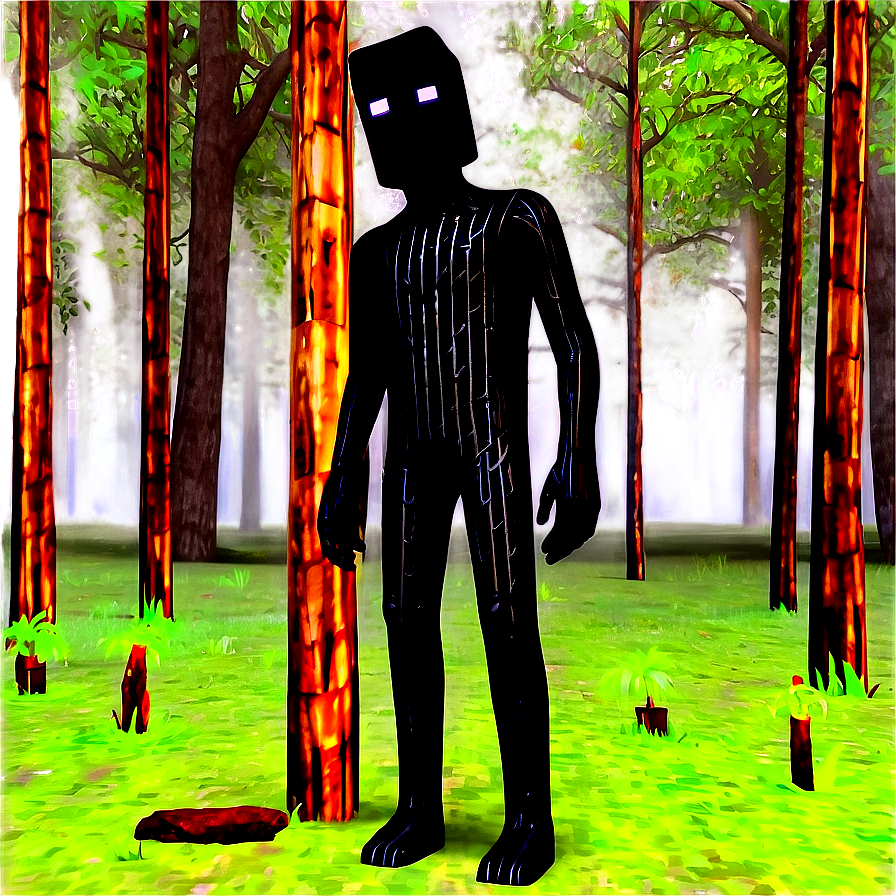 Enderman Teleporting In Forest Png Puq39 PNG