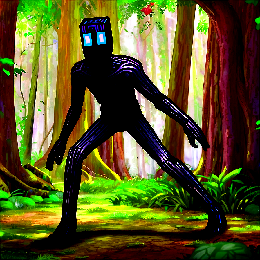 Enderman Teleporting In Forest Png Res3 PNG