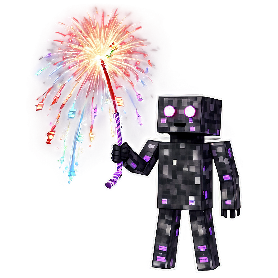 Enderman With Fireworks Background Png 7 PNG