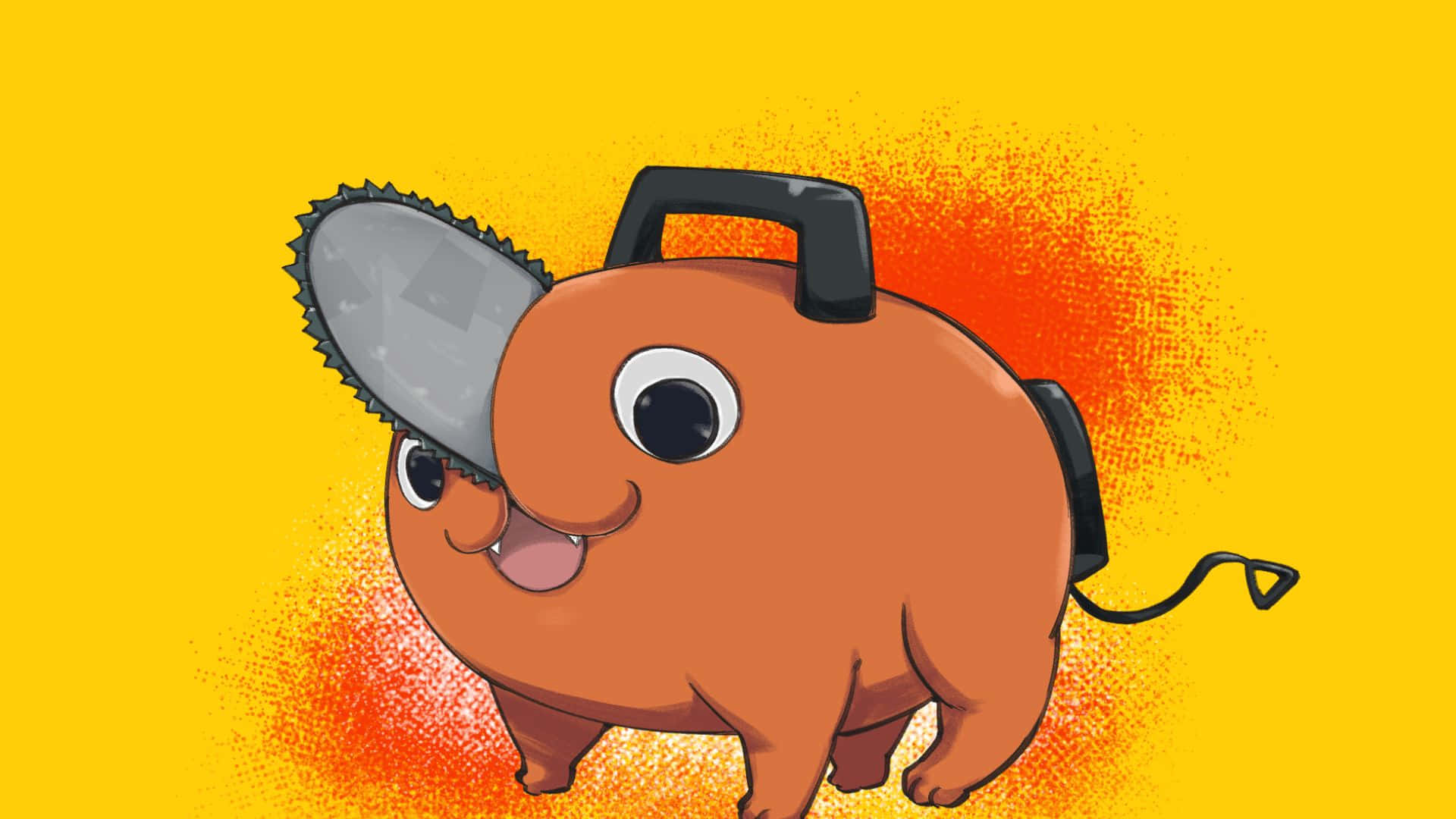 Energetic Pochita Leaping In Chainsaw Man Series Wallpaper