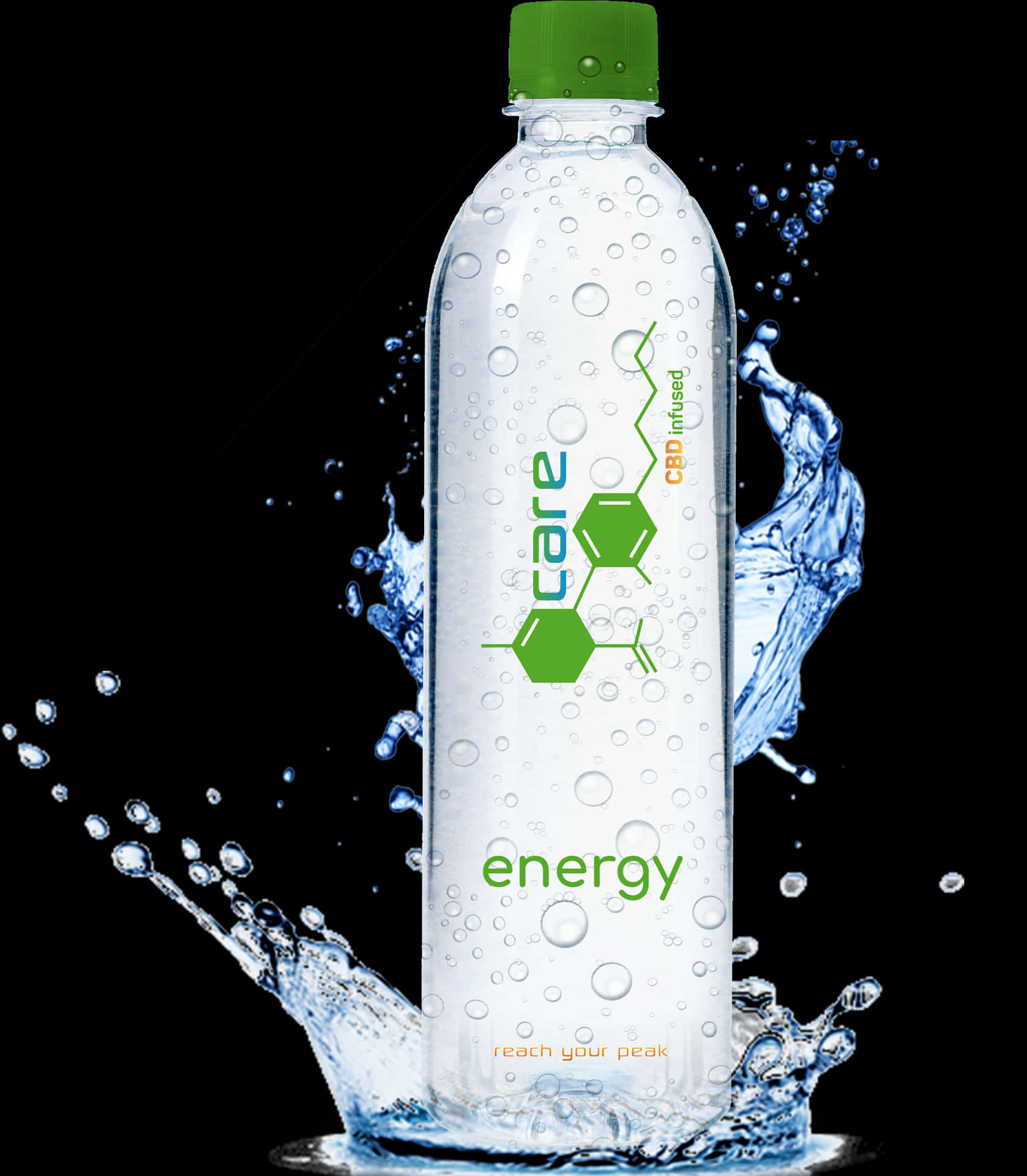 Energetic Water Splash Bottle PNG