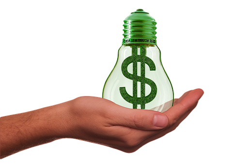 Energy Cost Concept Green Lightbulb PNG