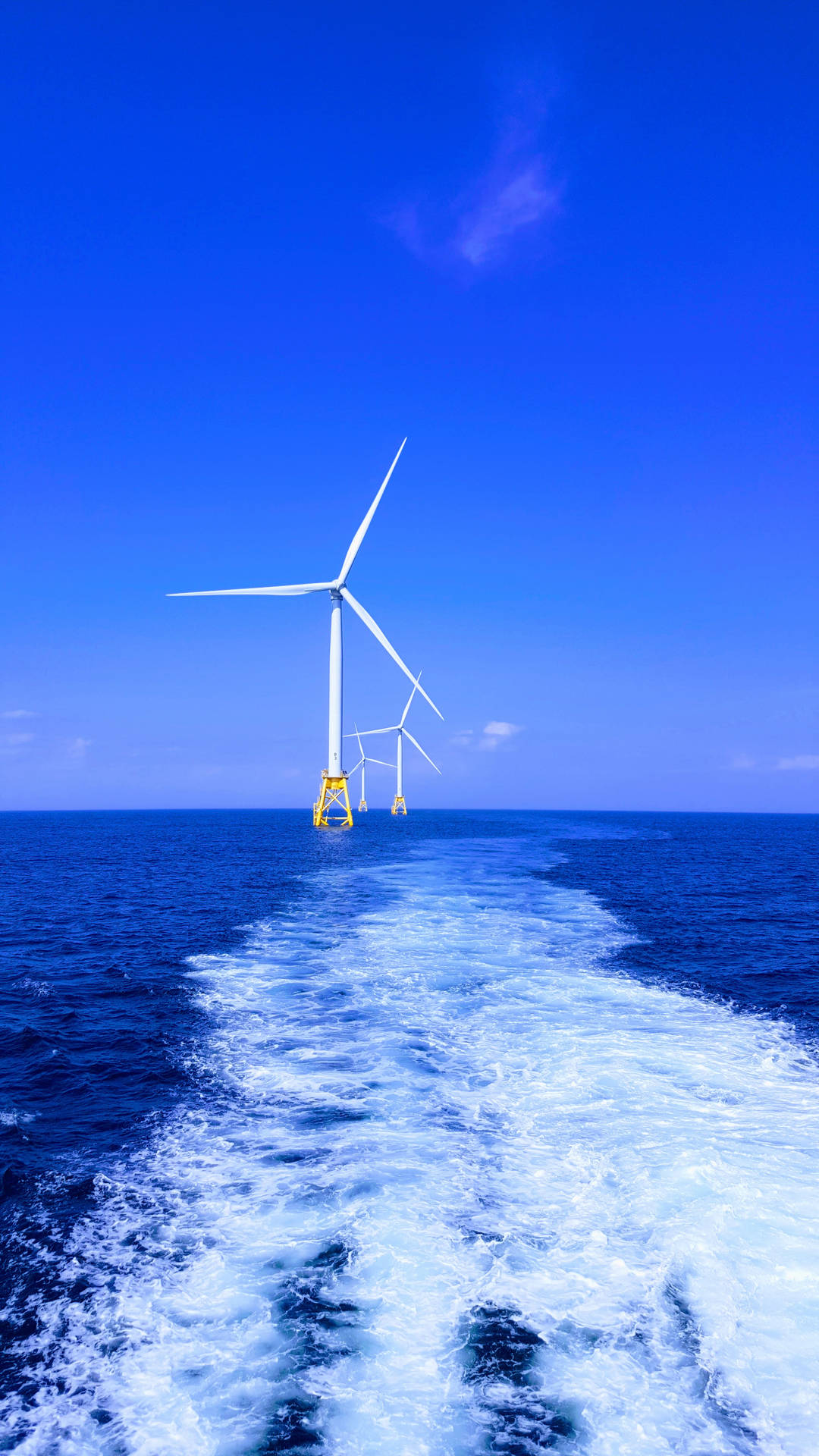 Energy Windmills Floating On Sea Wallpaper