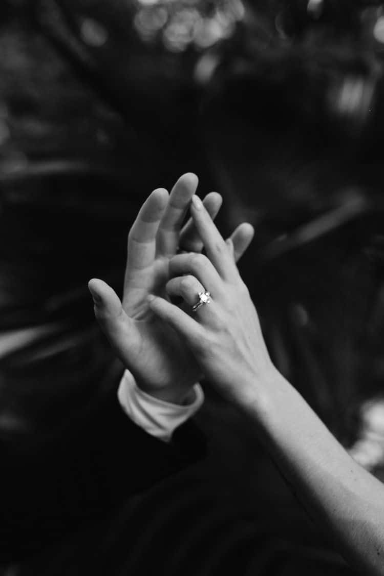 Engagement Ring Black And White Hands Picture