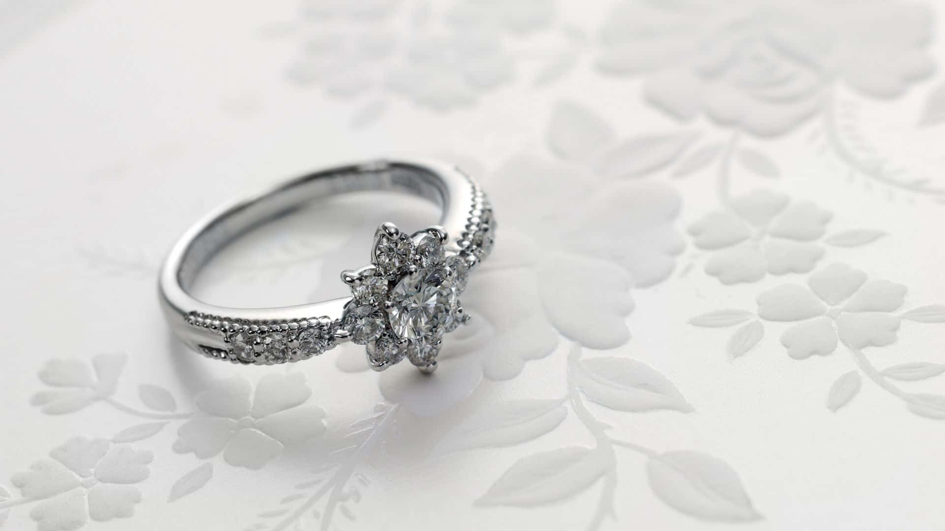 Silver Flower Engagement Ring Picture