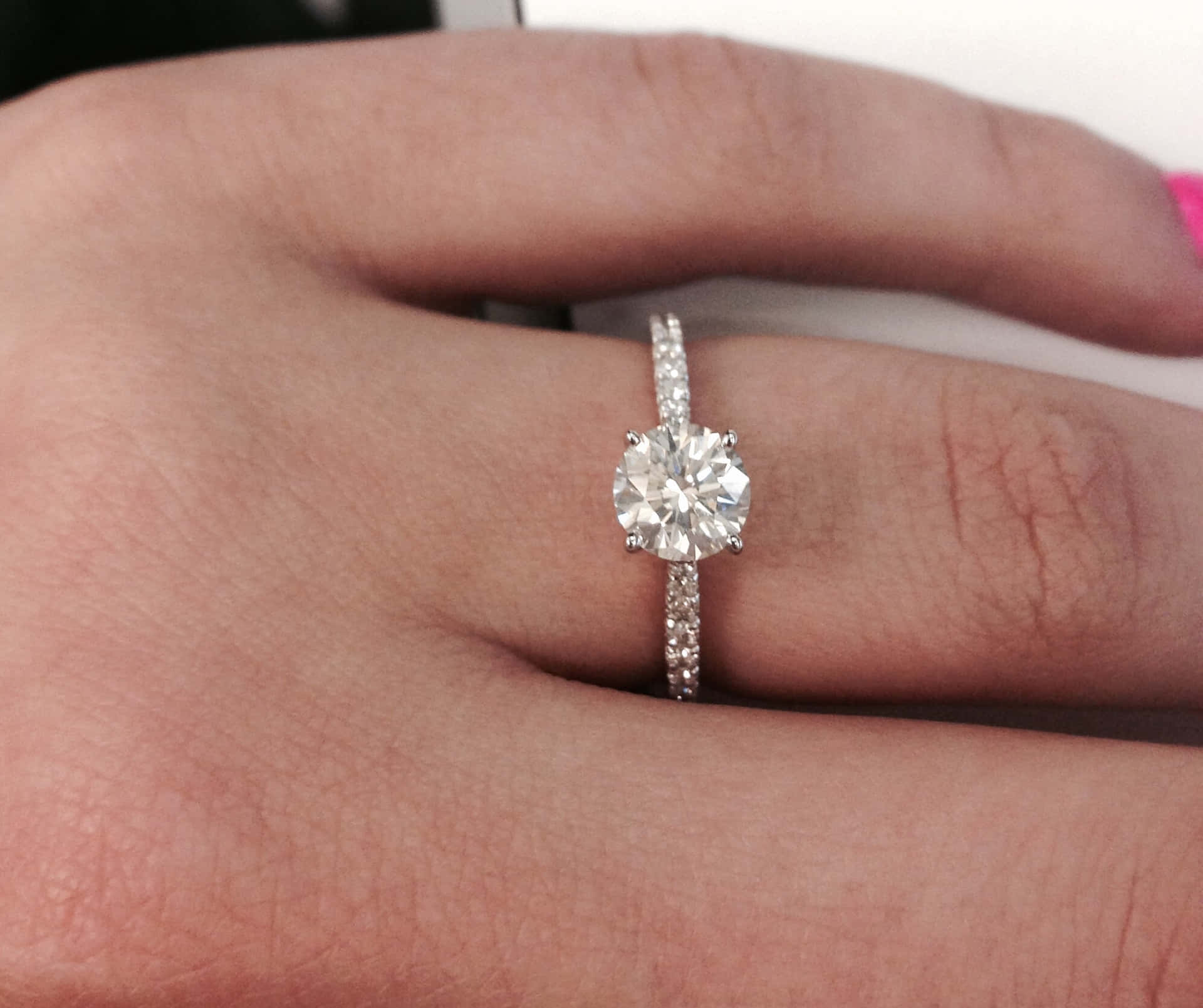 White Flash Diamond Engagement Ring Picture