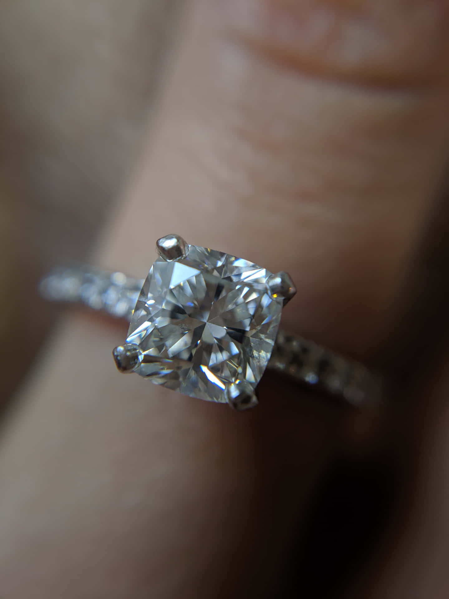 Elongated Cushion Cut Engagement Ring Picture