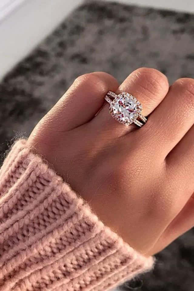 Gold Square Cushion Engagement Ring Picture