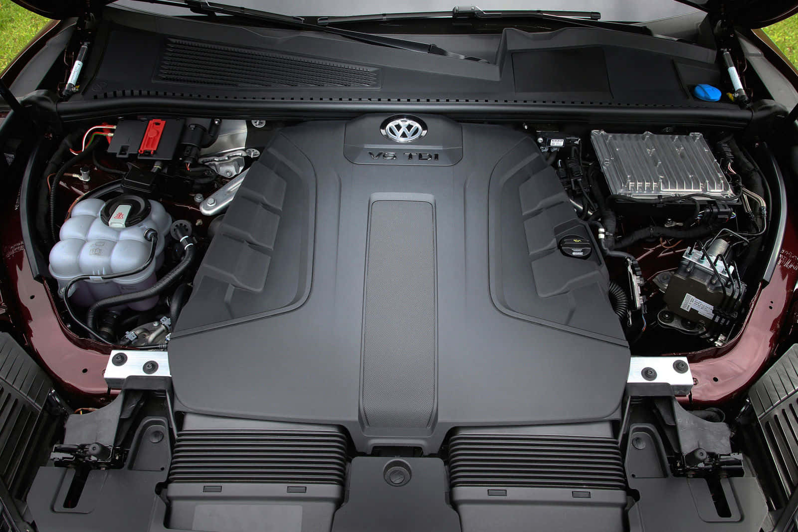 The Engine Compartment Of A Car