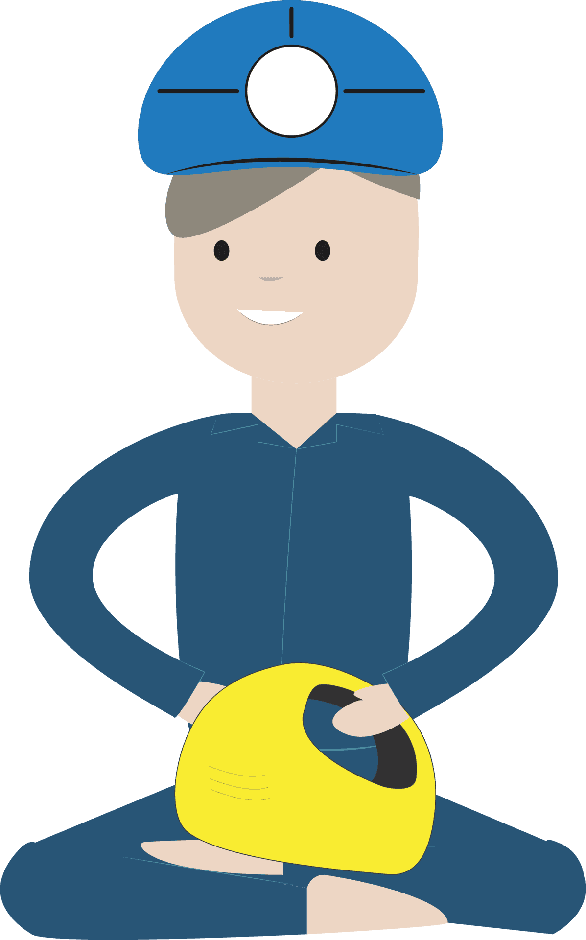 Engineer Cartoon Character Holding Helmet PNG