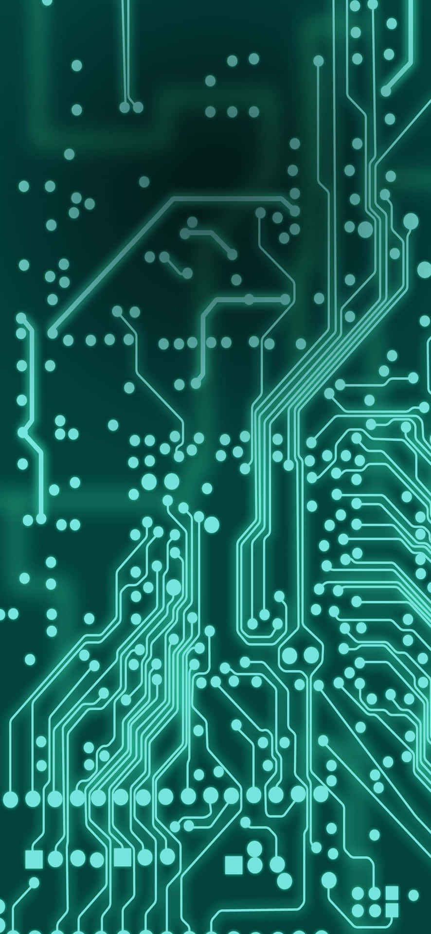 A Green Circuit Board Background With Many Circuits