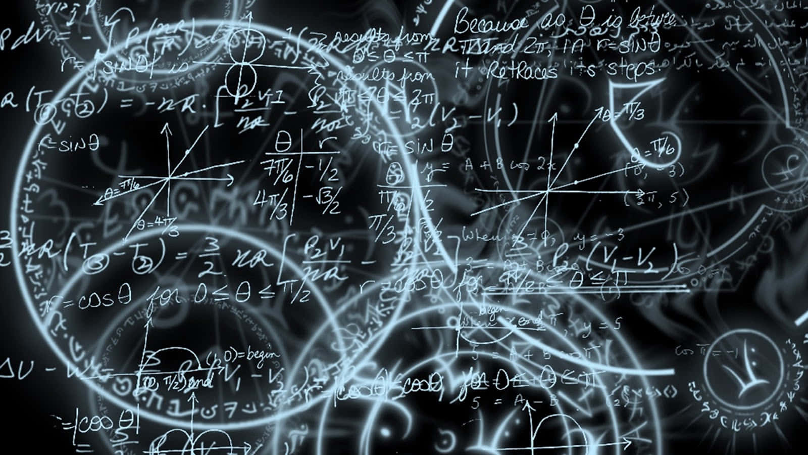 A Black Background With Many Mathematical Formulas