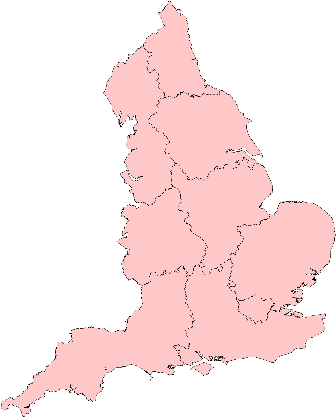 England Administrative Division Map PNG