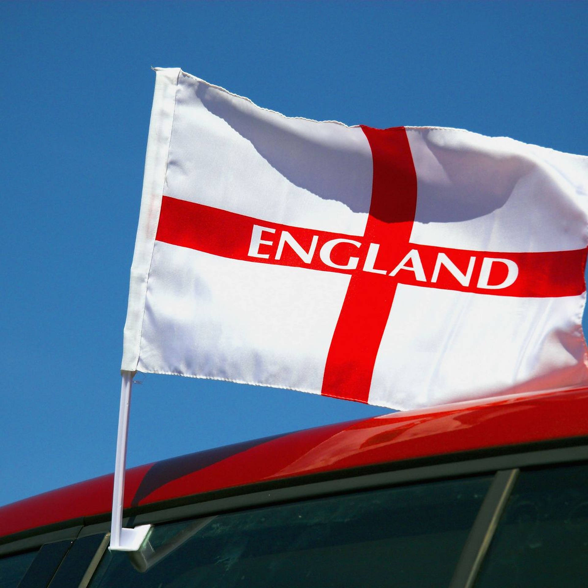 England Flag På Vinduesbil Wallpaper