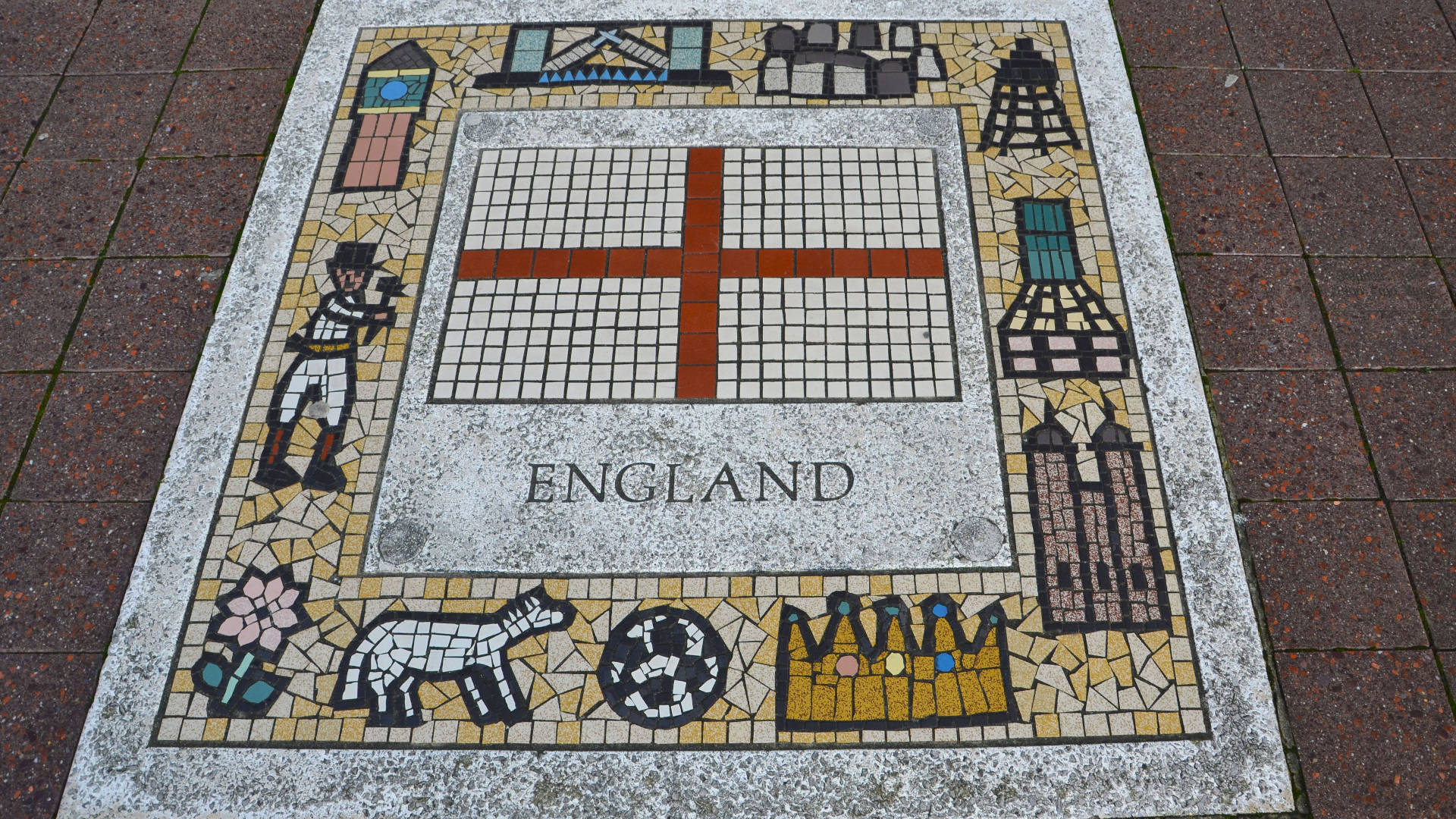 England Fodbold Objekter Mosaic Wallpaper