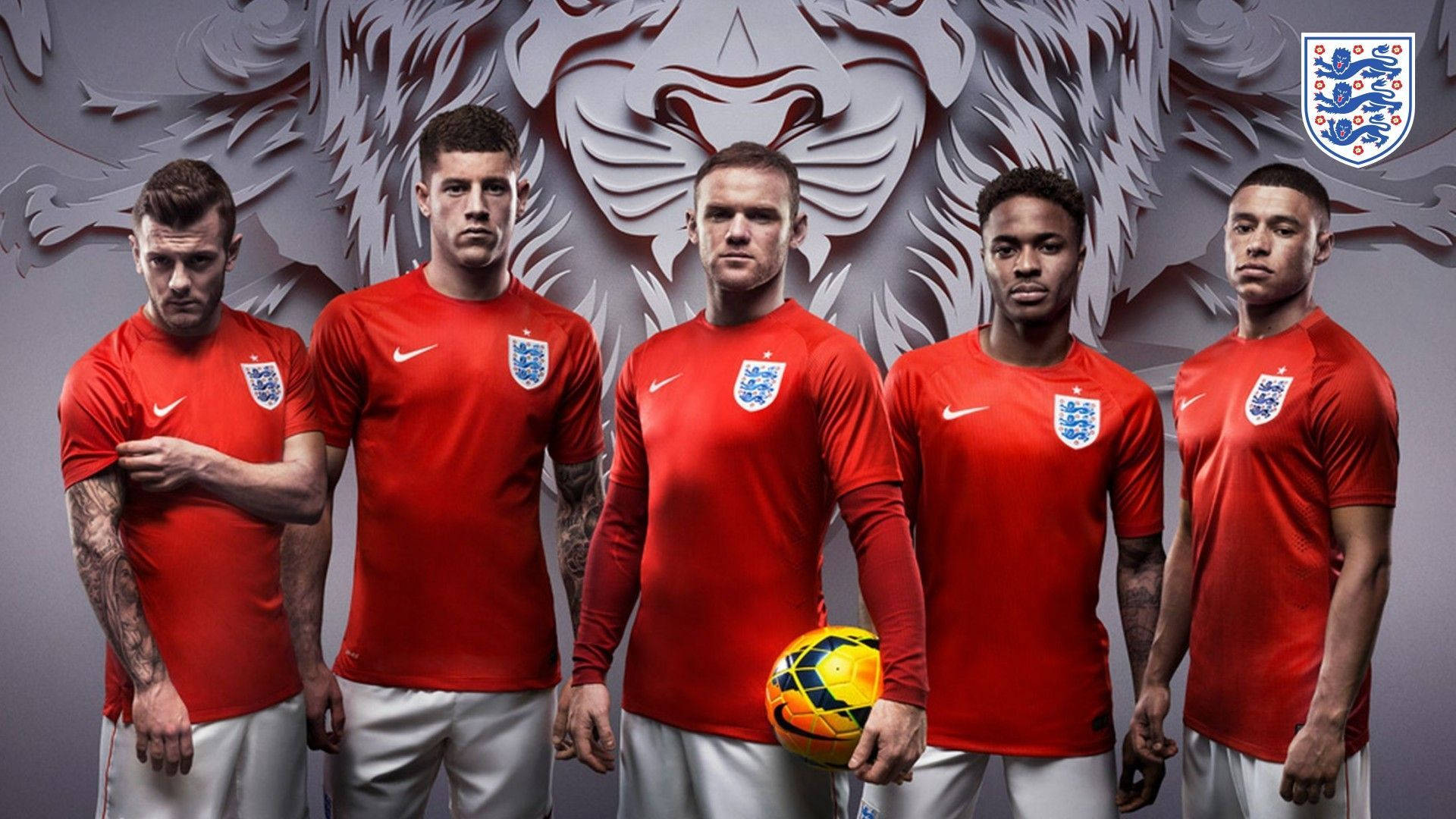 England Fodbold Rooney Rød Jersey Tapet Wallpaper