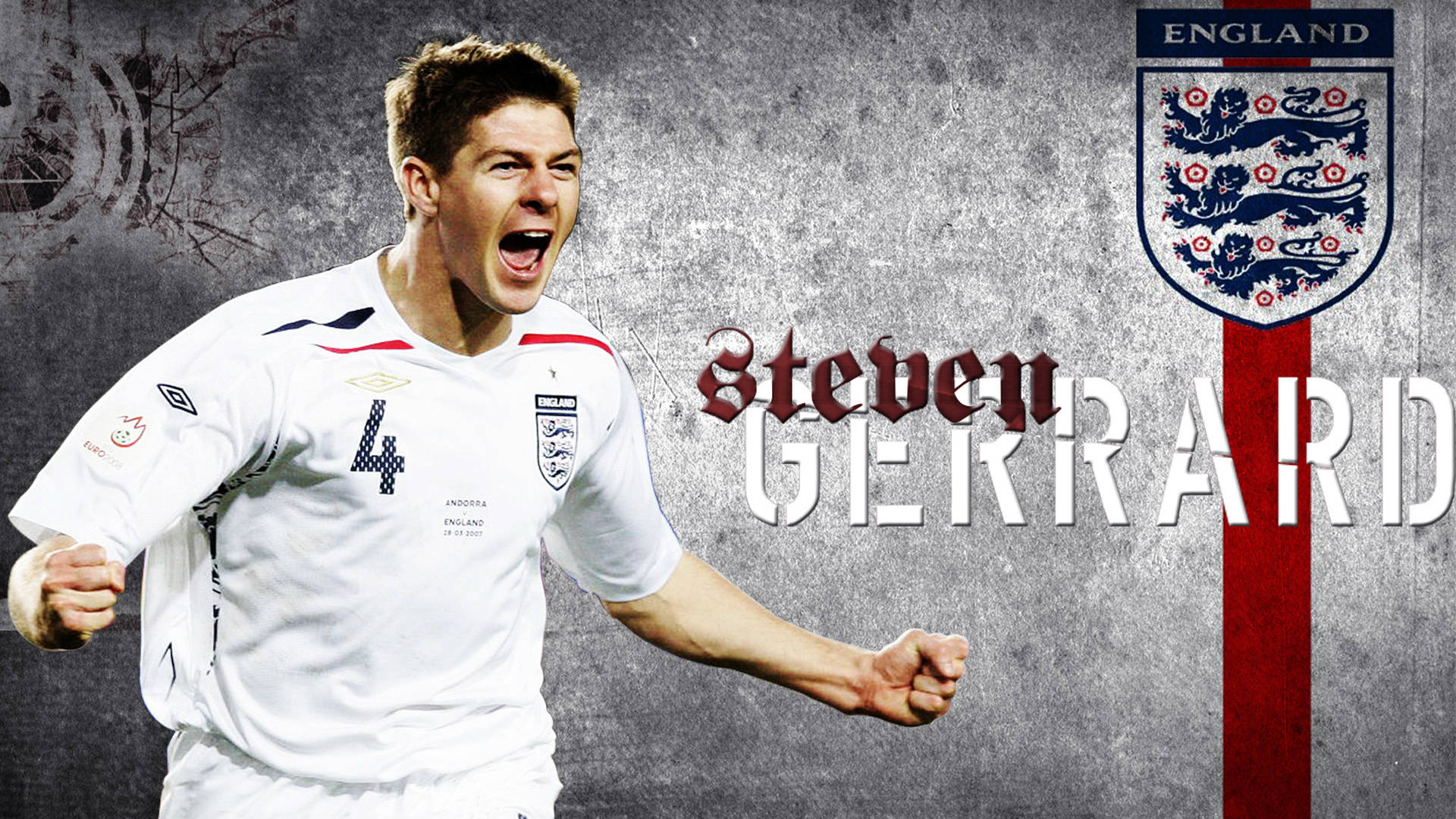 Engelsk fodbold Steven Gerrard Grå Baggrund Tapet Wallpaper