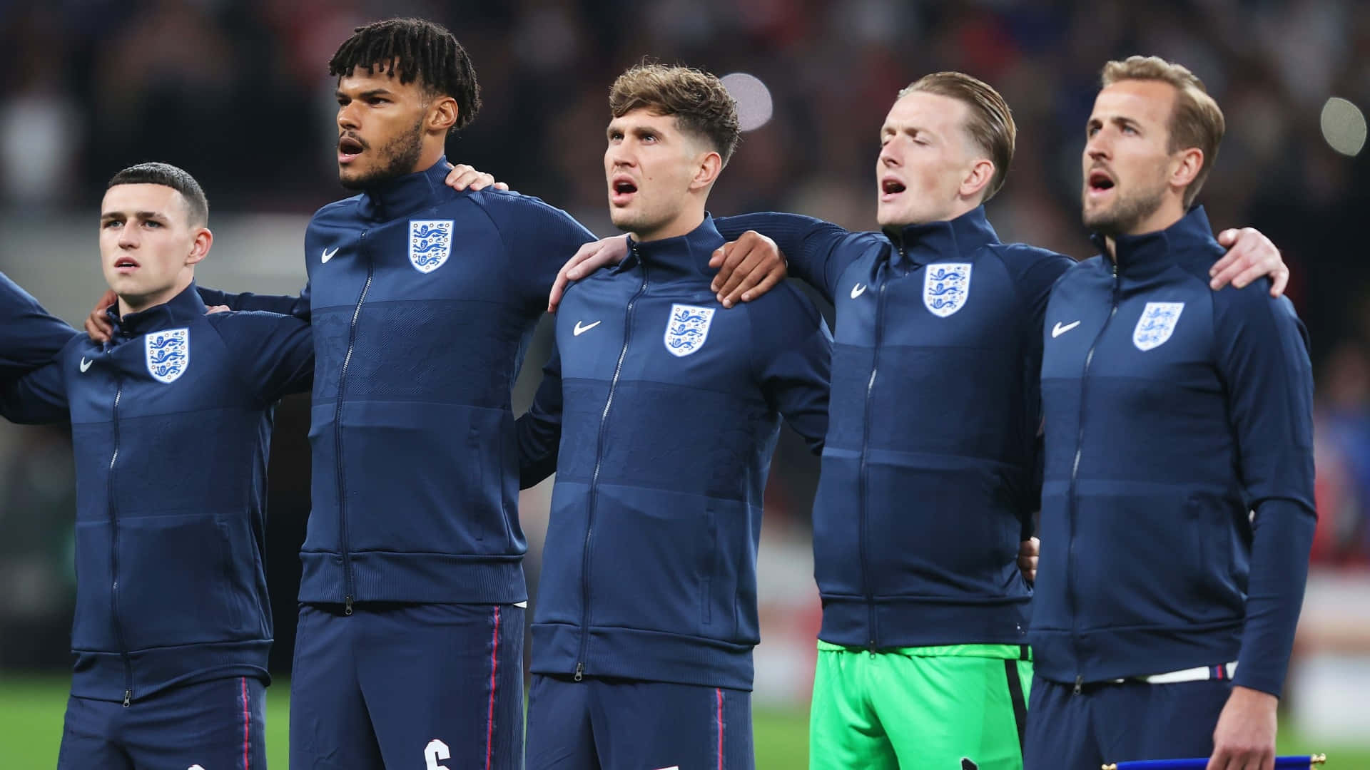 England Football Team Singing National Anthem Picture