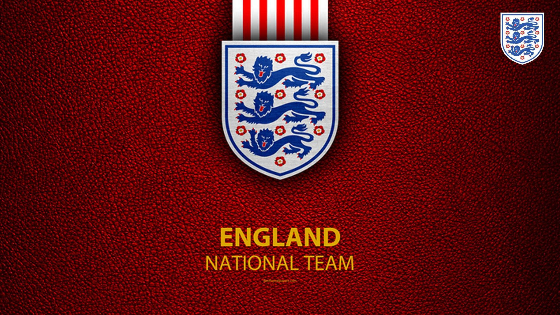 England National Football Team's Emblem on a Dark Red Flag Background Wallpaper