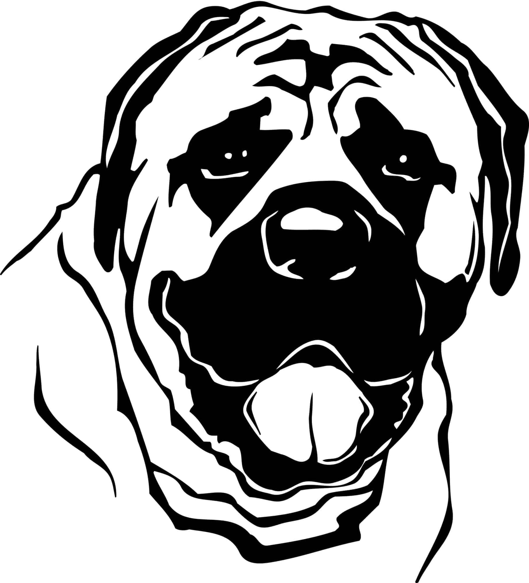 A Black And White Drawing Of A Dog