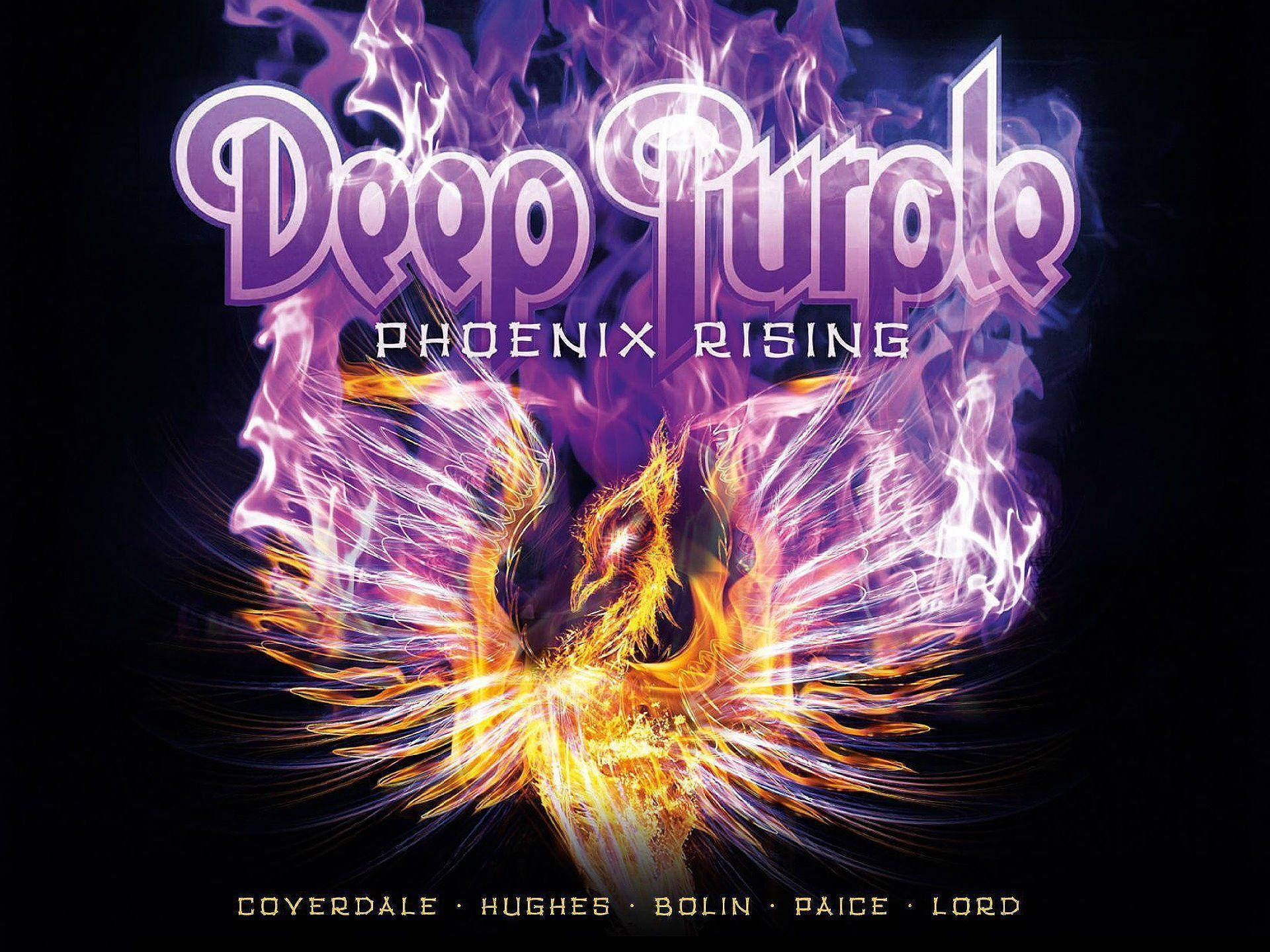 Kørende Depe Purple Phoenix Rising Album Cover Tapet Wallpaper