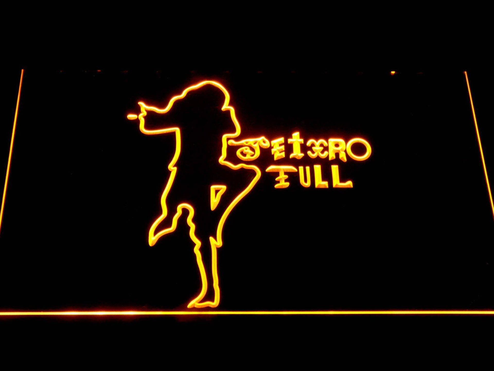 English Rock Band Jethro Tull Yellow Neon Light Logo Wallpaper