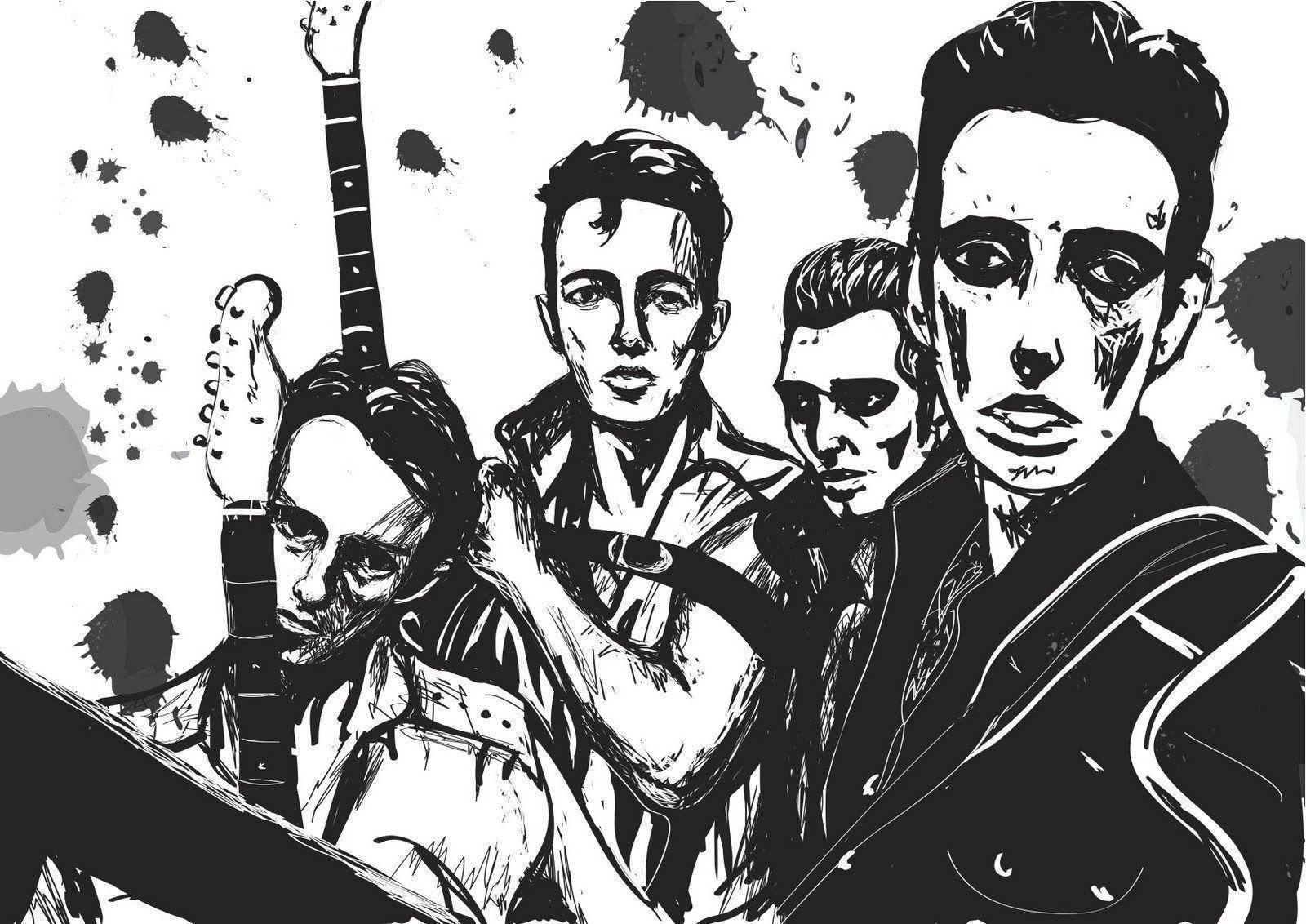 English Rock Band The Clash Drawing Wallpaper