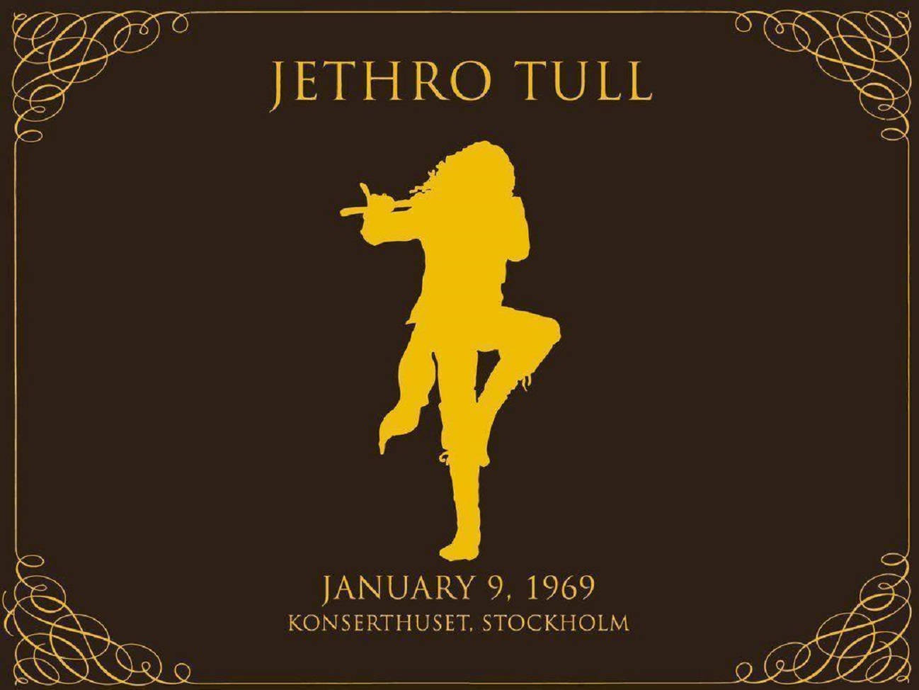 Jethro Tull Rocking On Stage - Vintage Yellow Concert Poster Wallpaper