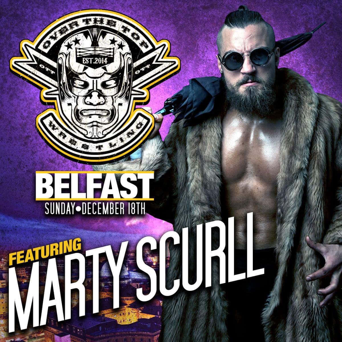 English Roh Wrestler Marty Scurll Purple Background Wallpaper