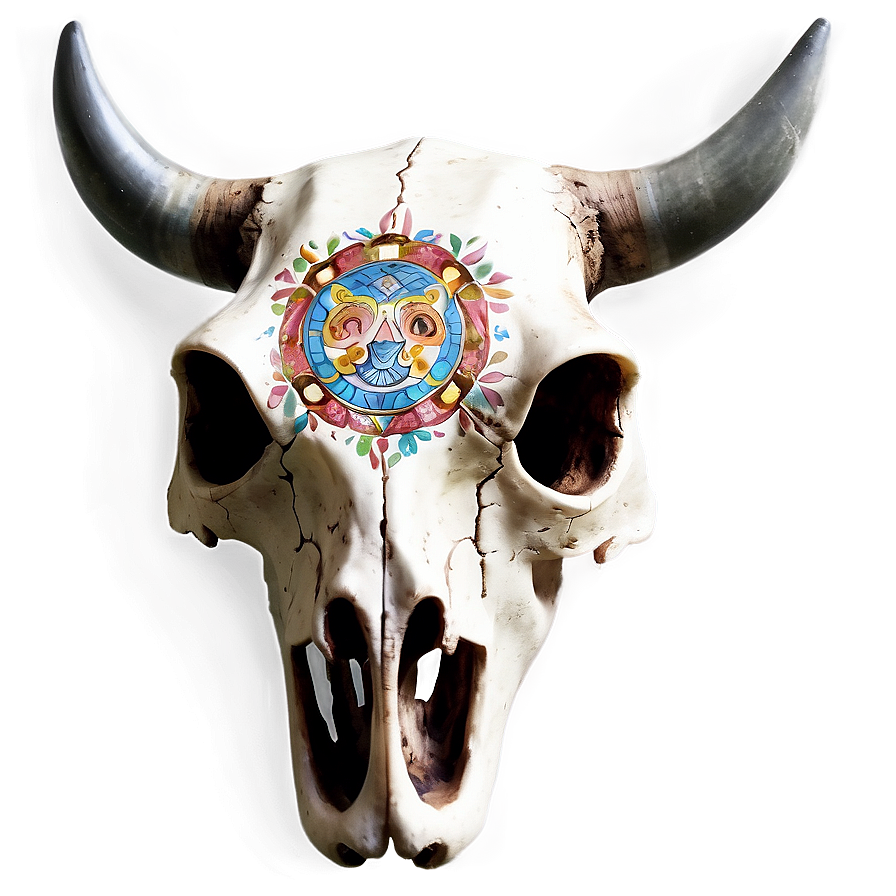 Engraved Cow Skull Image Png 06132024 PNG