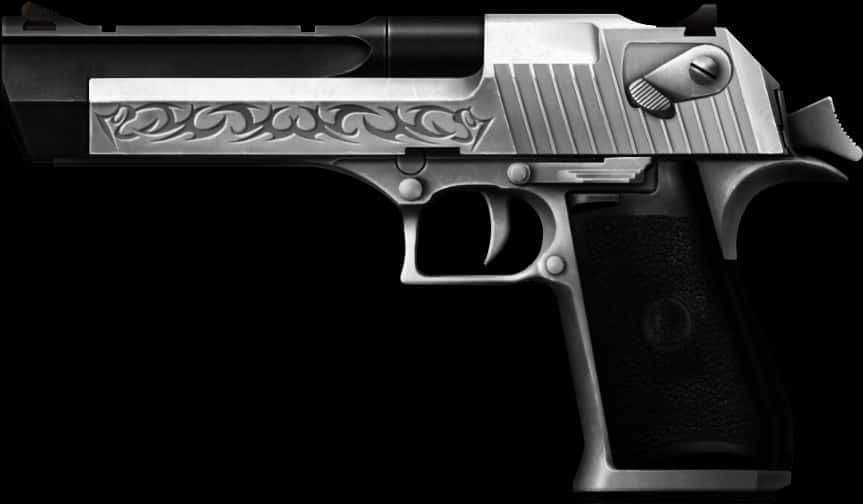 Engraved Desert Eagle Pistol PNG