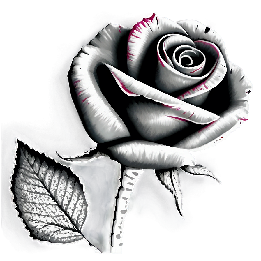 Engraved Rose Black And White Png 06132024 PNG