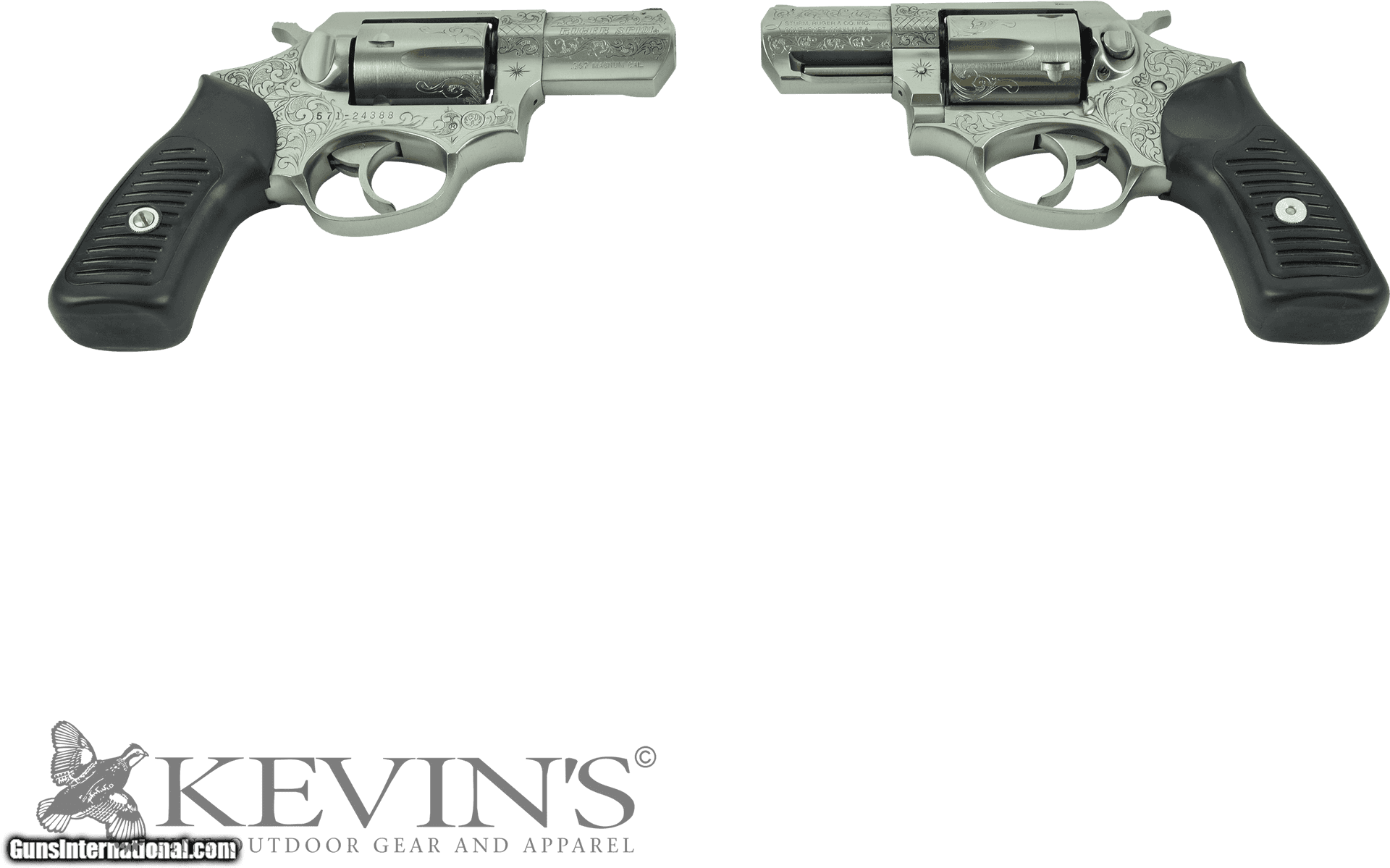 Engraved Silver Revolvers Kevins Logo PNG