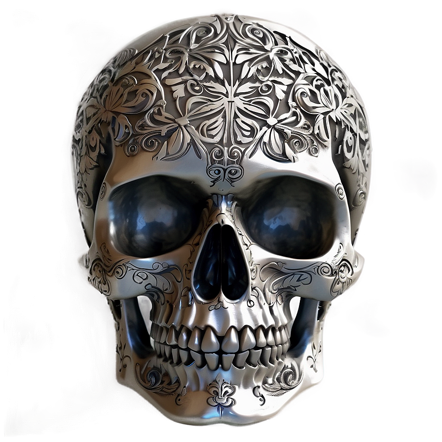 Engraved Skull Design Png B PNG