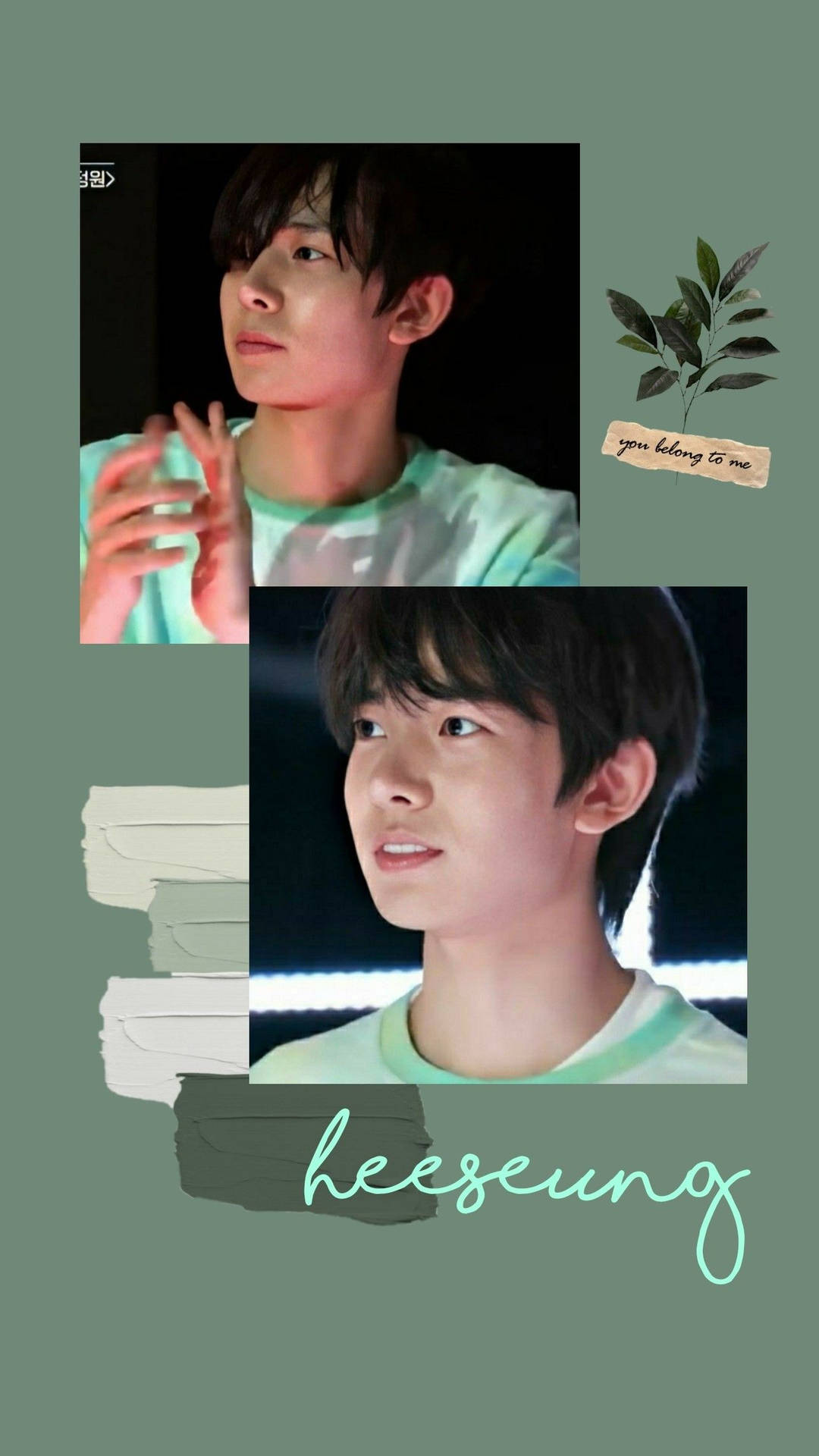 Enhypen Heeseung Green Aesthetic Collage Background