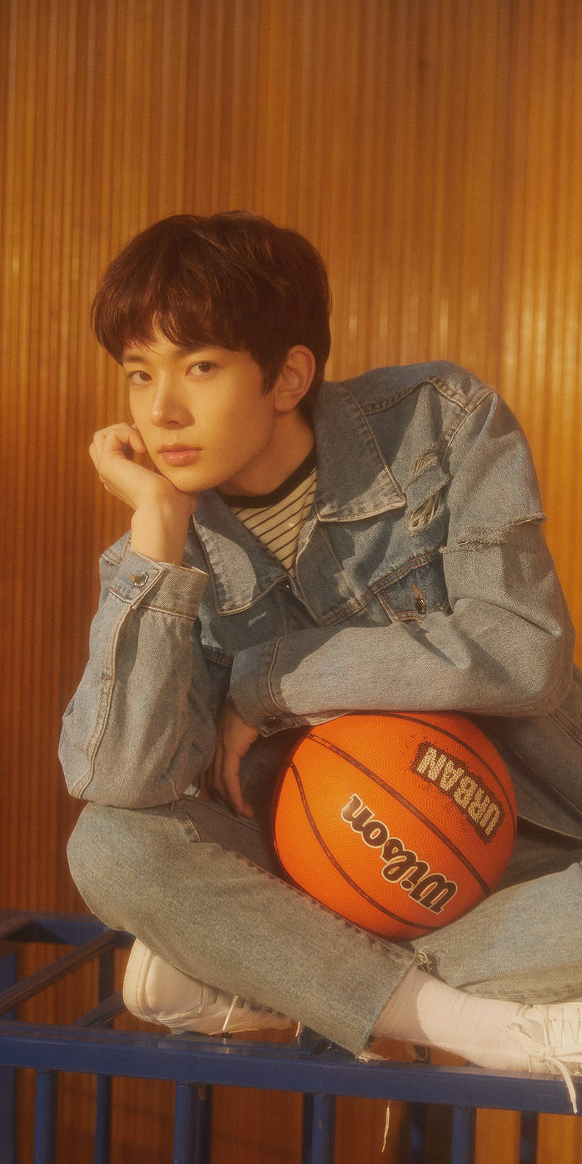 Enhypen Member Heeseung With Basketball Background