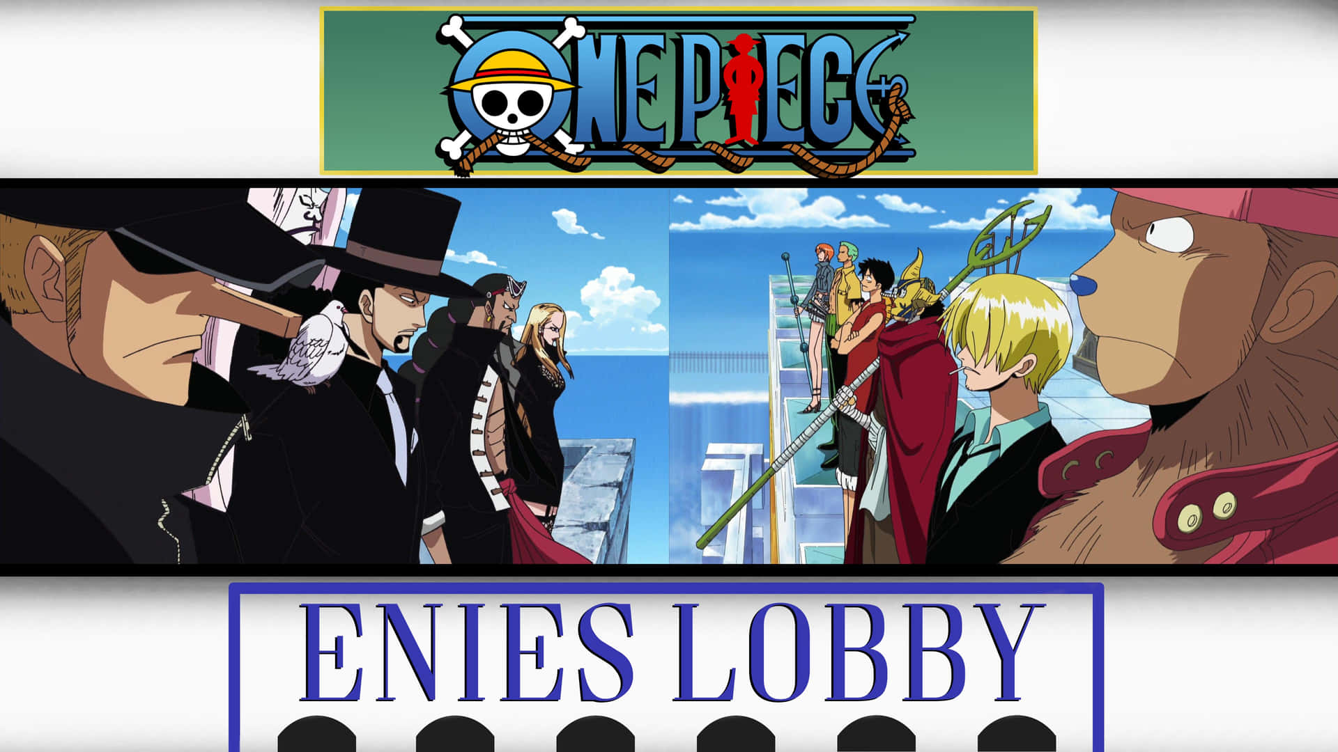 Enies Lobby, the iconic maritime fort of the world-renowned Straw Hat Pirates Wallpaper