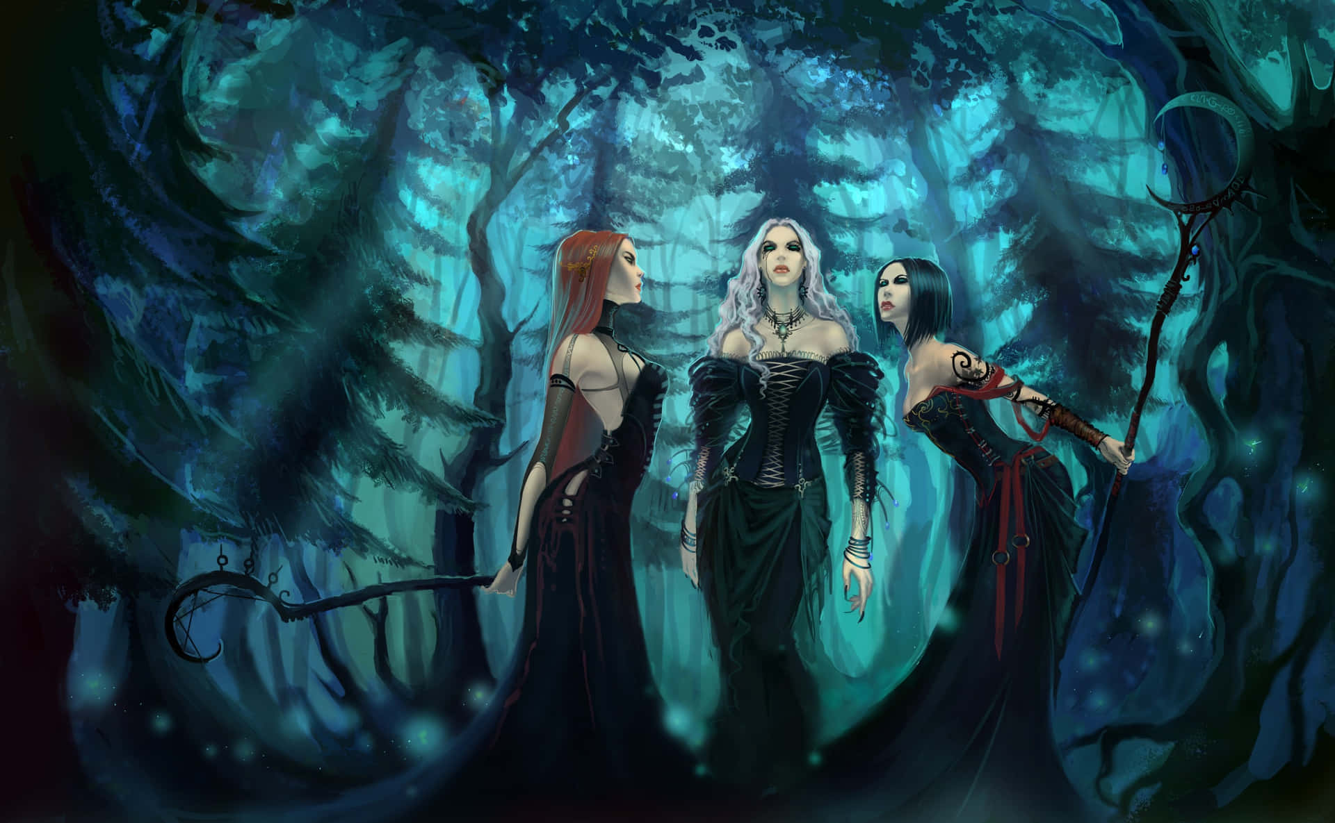 Enigmatic_ Gothic_ Forest_ Gathering Wallpaper