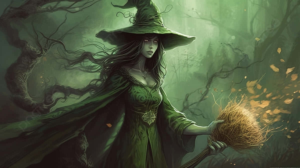 Enigmatic Green Witch Forest Aesthetic.jpg Wallpaper