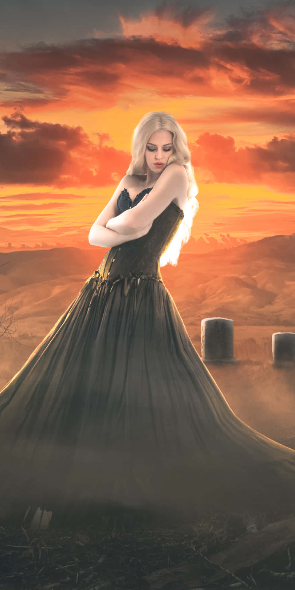 Enigmatic_ Sorceress_at_ Sunset Wallpaper