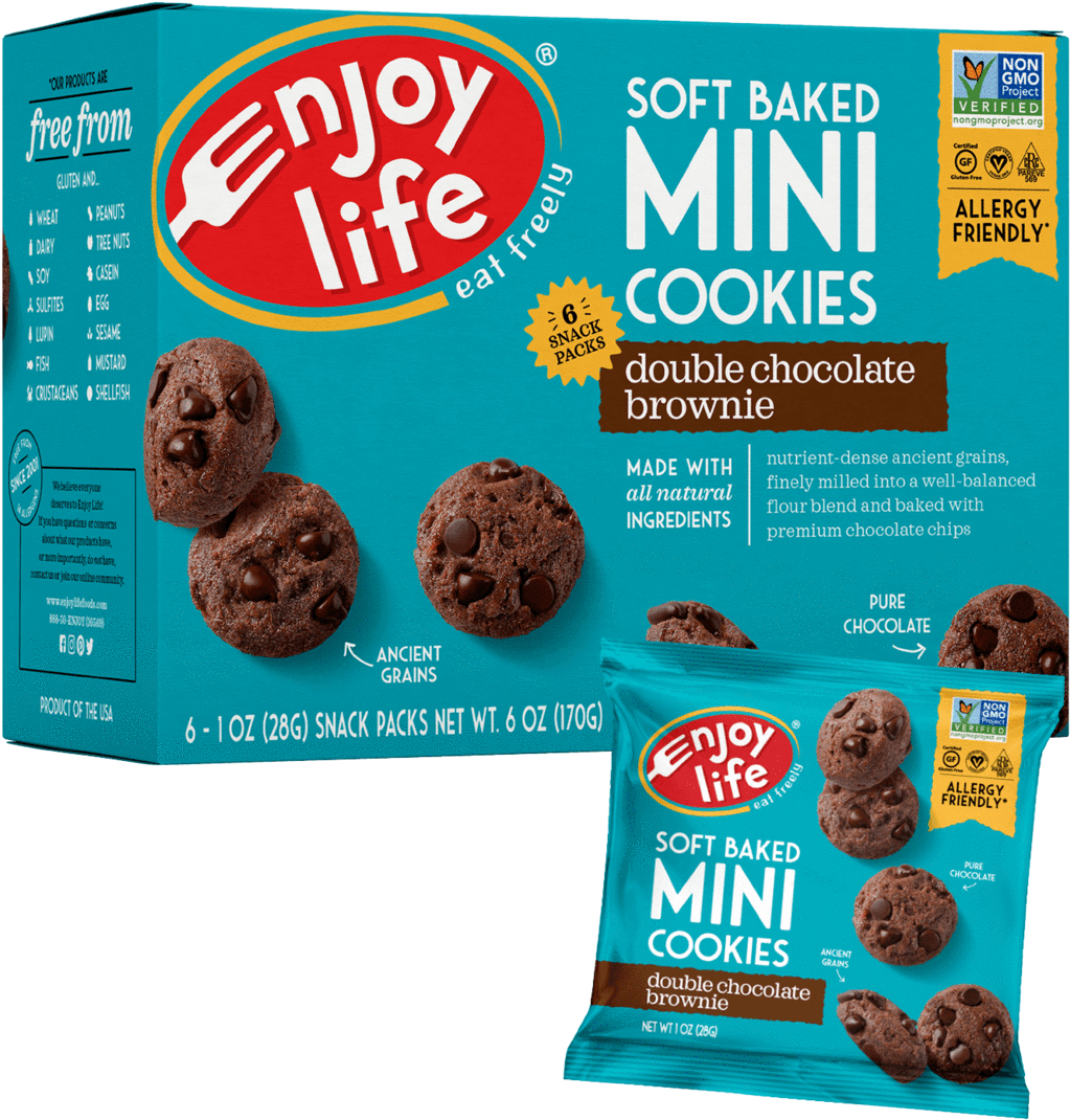 Enjoy Life Soft Baked Mini Cookies Double Chocolate Brownie Packaging PNG