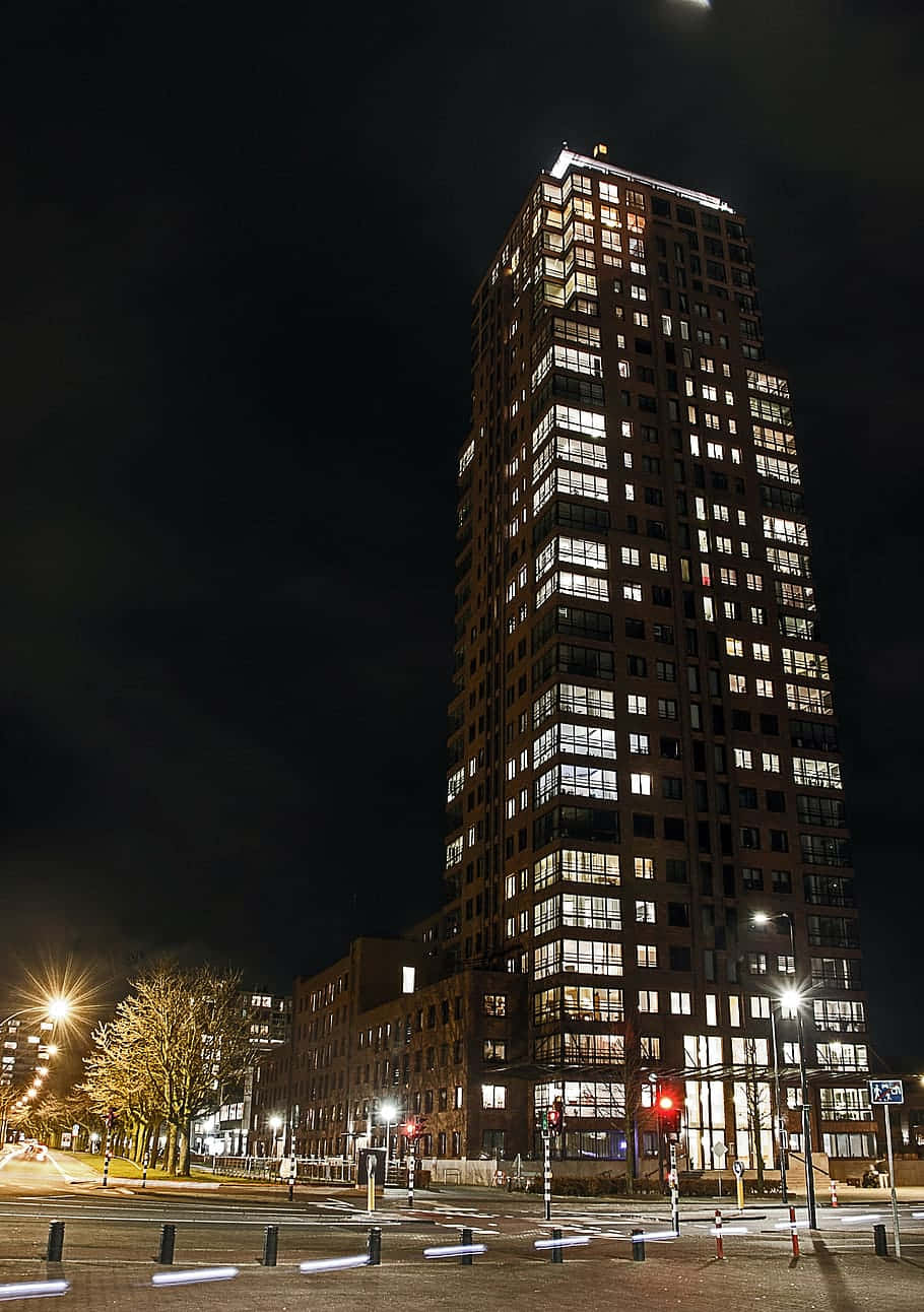 Enschede Nighttime Skyscraper Wallpaper