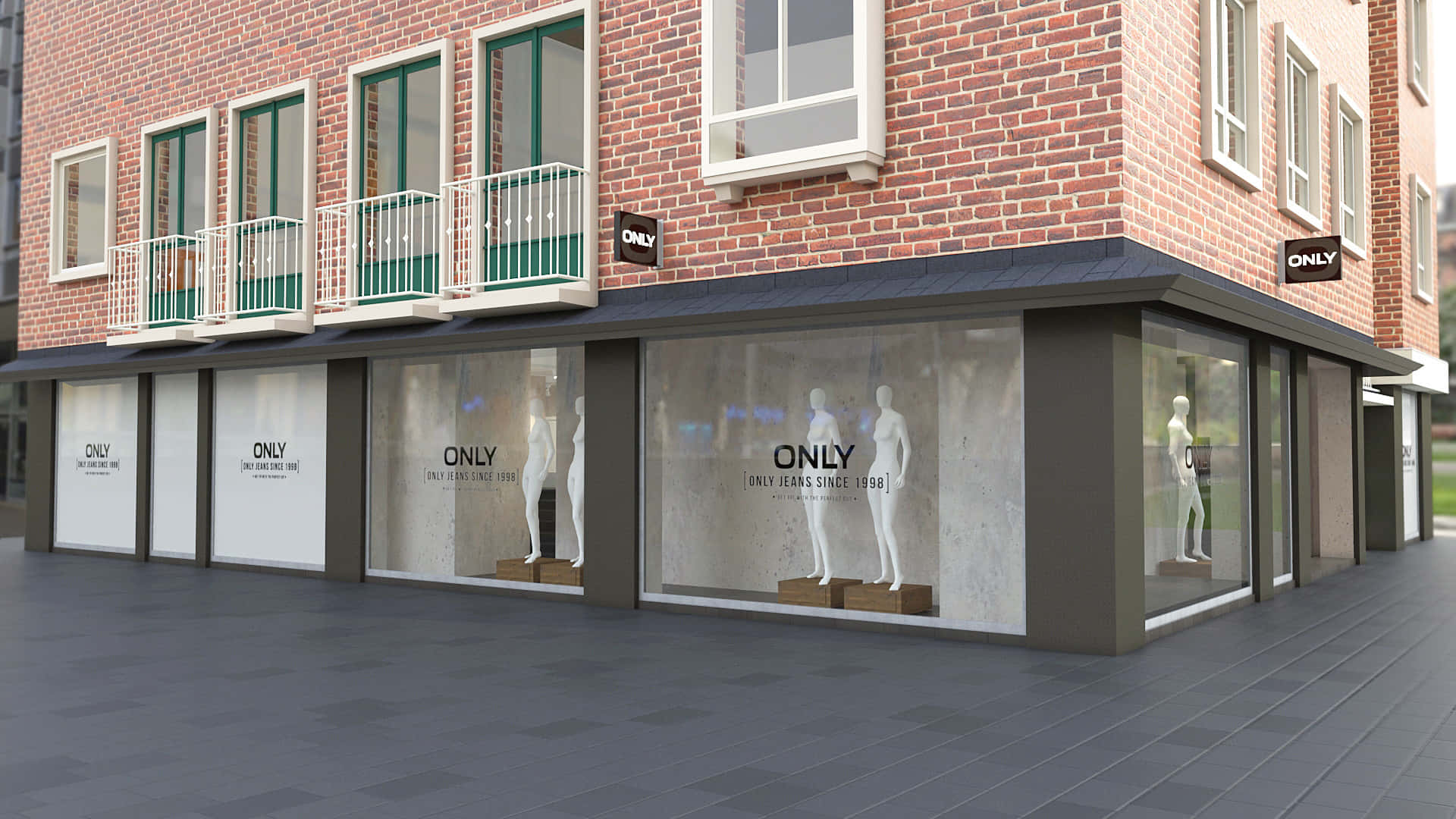 Enschede O N L Y Butikkfront 3d Rendering Bakgrunnsbildet