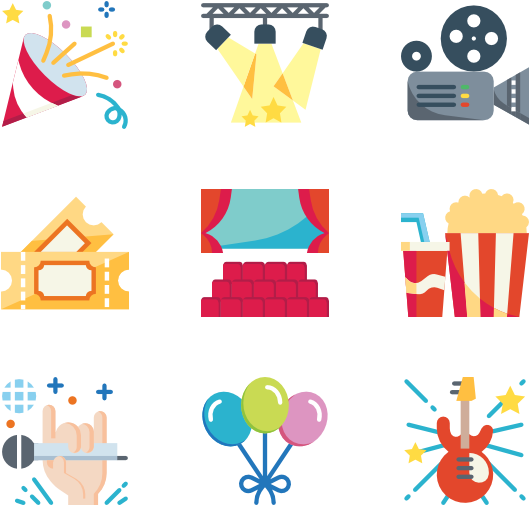 Entertainment Icons Set PNG